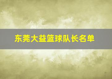 东莞大益篮球队长名单