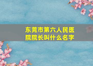 东莞市第六人民医院院长叫什么名字