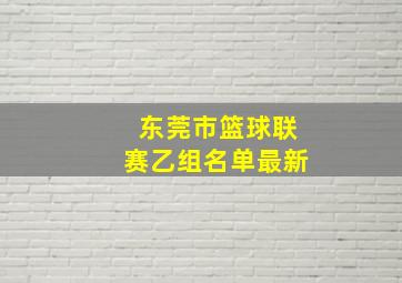 东莞市篮球联赛乙组名单最新