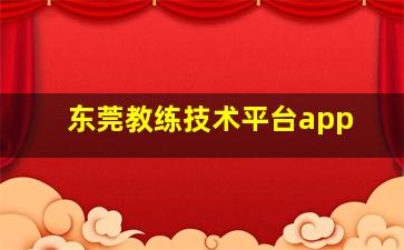 东莞教练技术平台app