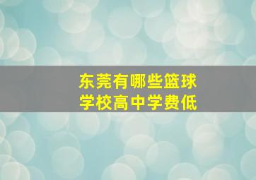 东莞有哪些篮球学校高中学费低