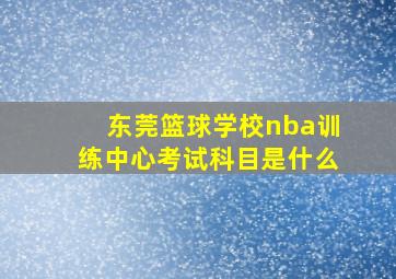 东莞篮球学校nba训练中心考试科目是什么