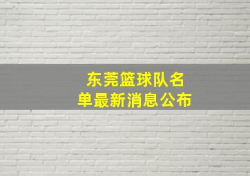 东莞篮球队名单最新消息公布