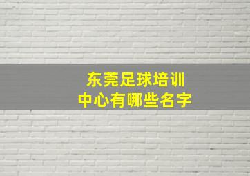 东莞足球培训中心有哪些名字