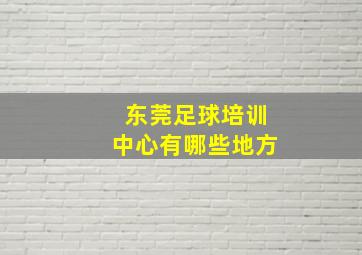 东莞足球培训中心有哪些地方