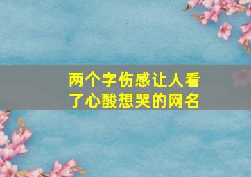 两个字伤感让人看了心酸想哭的网名