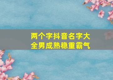 两个字抖音名字大全男成熟稳重霸气