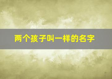 两个孩子叫一样的名字