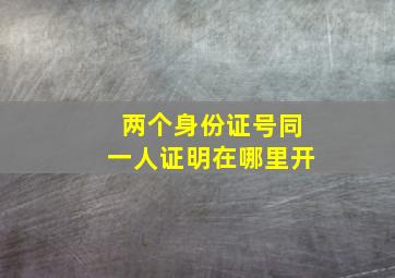 两个身份证号同一人证明在哪里开