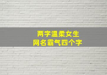 两字温柔女生网名霸气四个字