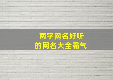 两字网名好听的网名大全霸气