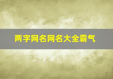 两字网名网名大全霸气