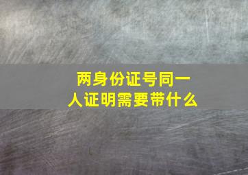 两身份证号同一人证明需要带什么