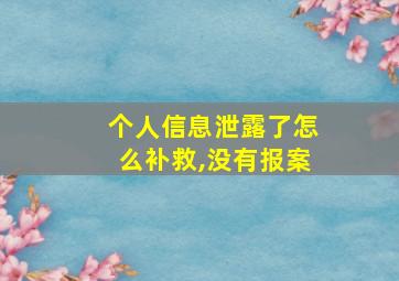 个人信息泄露了怎么补救,没有报案