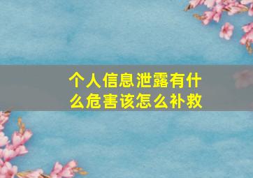 个人信息泄露有什么危害该怎么补救