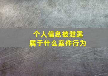 个人信息被泄露属于什么案件行为