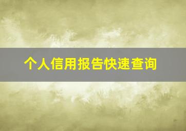 个人信用报告快速查询