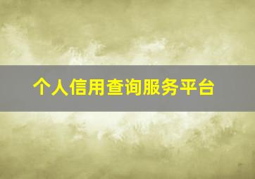 个人信用查询服务平台