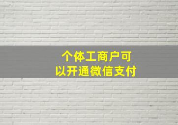 个体工商户可以开通微信支付