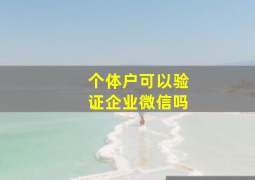 个体户可以验证企业微信吗