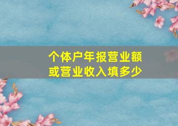 个体户年报营业额或营业收入填多少