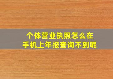 个体营业执照怎么在手机上年报查询不到呢