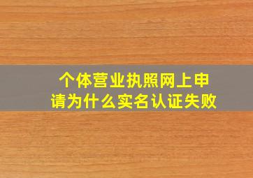 个体营业执照网上申请为什么实名认证失败