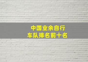 中国业余自行车队排名前十名