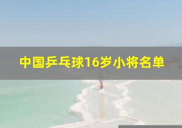 中国乒乓球16岁小将名单