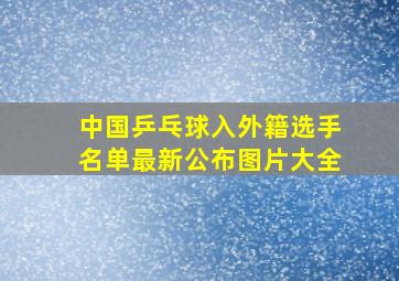 中国乒乓球入外籍选手名单最新公布图片大全