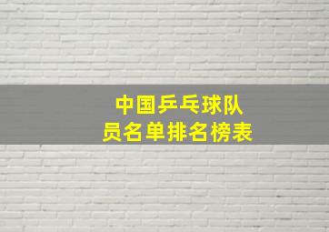 中国乒乓球队员名单排名榜表