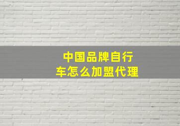 中国品牌自行车怎么加盟代理