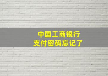 中国工商银行支付密码忘记了