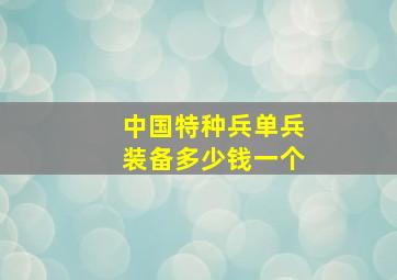 中国特种兵单兵装备多少钱一个