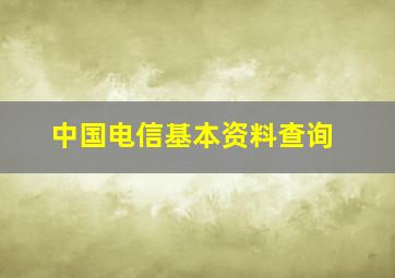 中国电信基本资料查询