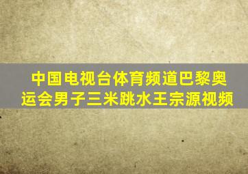 中国电视台体育频道巴黎奥运会男子三米跳水王宗源视频