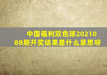 中国福利双色球2021088期开奖结果是什么意思呀