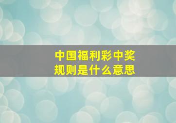 中国福利彩中奖规则是什么意思