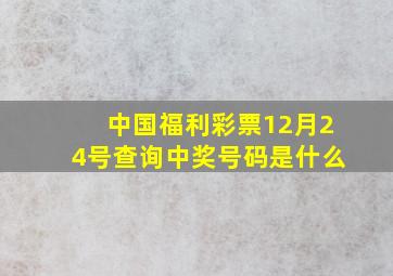 中国福利彩票12月24号查询中奖号码是什么