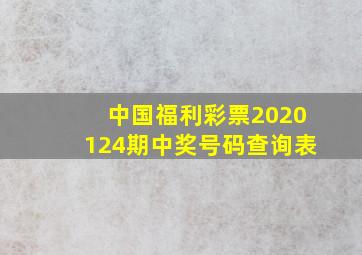 中国福利彩票2020124期中奖号码查询表