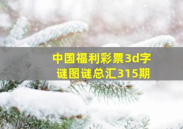 中国福利彩票3d字谜图谜总汇315期