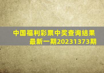 中国福利彩票中奖查询结果最新一期20231373期