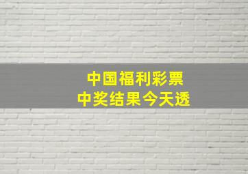 中国福利彩票中奖结果今天透