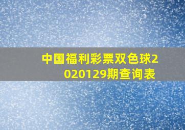 中国福利彩票双色球2020129期查询表