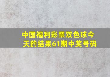 中国福利彩票双色球今天的结果61期中奖号码