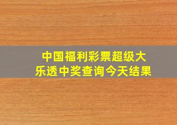 中国福利彩票超级大乐透中奖查询今天结果