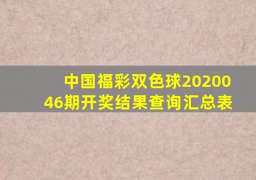 中国福彩双色球2020046期开奖结果查询汇总表