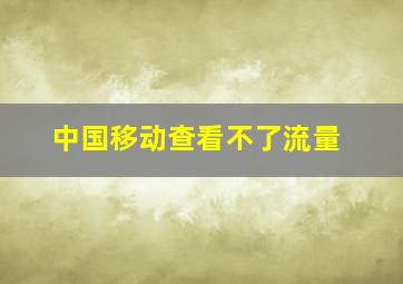 中国移动查看不了流量