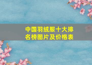 中国羽绒服十大排名榜图片及价格表