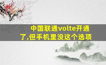 中国联通volte开通了,但手机里没这个选项